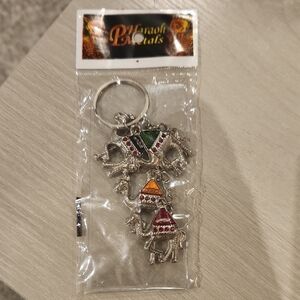 Camel Keychain Set - Silver with Multicolor Accents